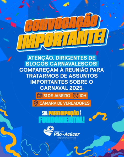 Convite - Reunião com dirigente dos blocos carnavalescos